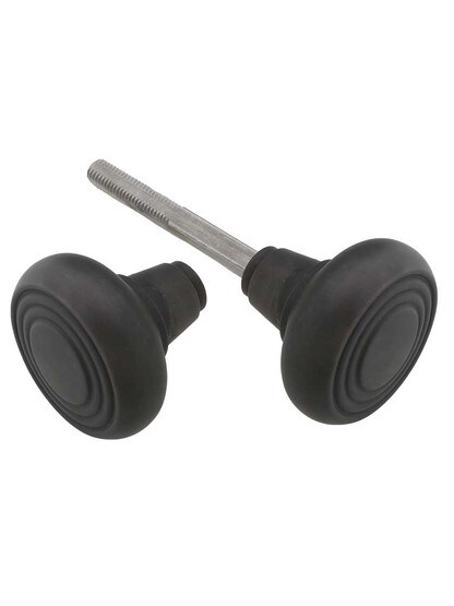 Pair of Streamline Deco Door Knobs in Oil-Rubbed Bronze.